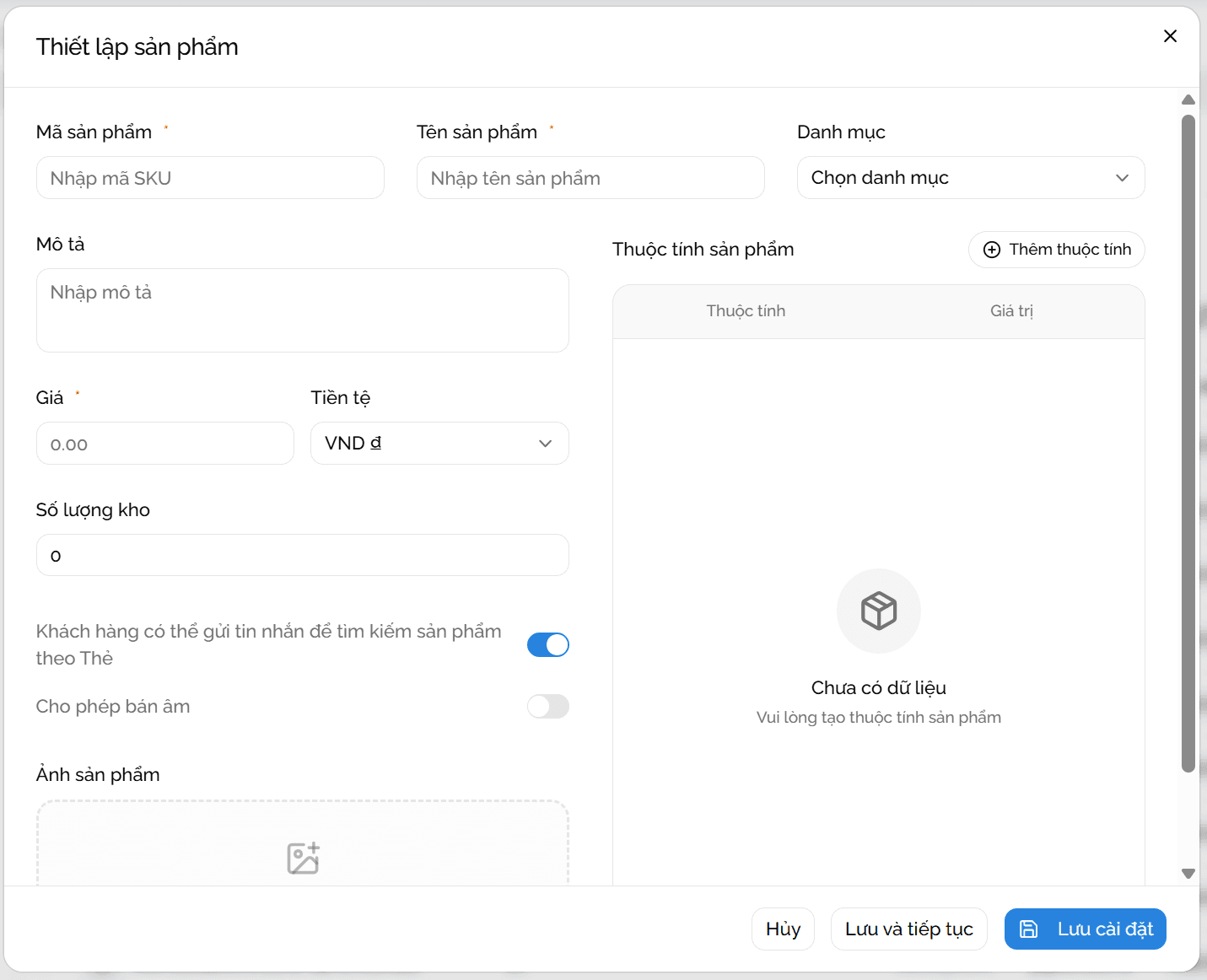 Form nhập sản phẩm