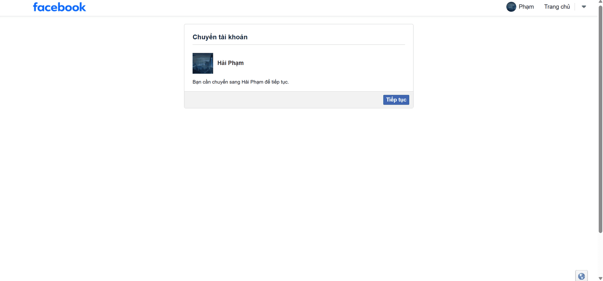 Chọn tài khoản Facebook