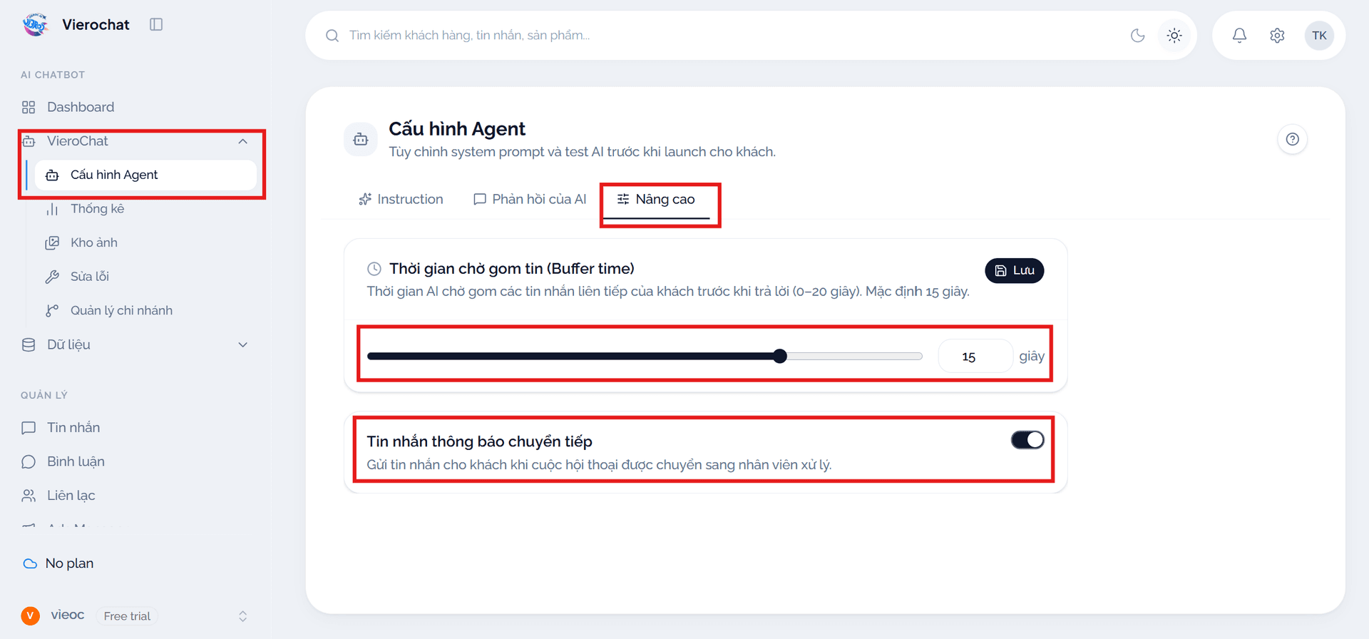 Tùy chỉnh agent nâng cao