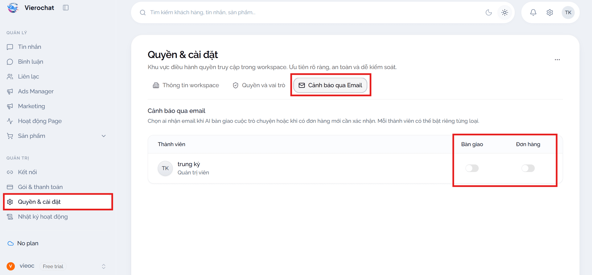 Cảnh báo qua email